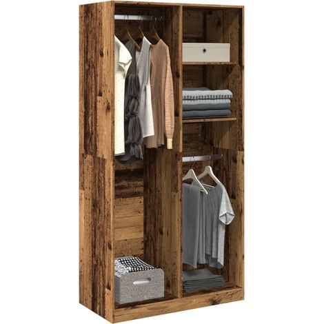 Kleiderschrank Altholz-Optik 100x50x200 cm Holzwerkstoff