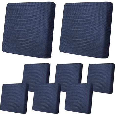 8 Waterproof Outdoor Cushion Covers, 50 x 50 x 2 cm, Navy Blue (1/5)