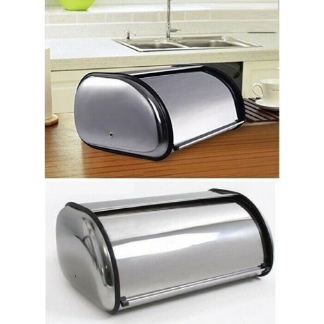 Trade Shop - Bread Bread Crock Design Modern Large Roll Top Steel Container -