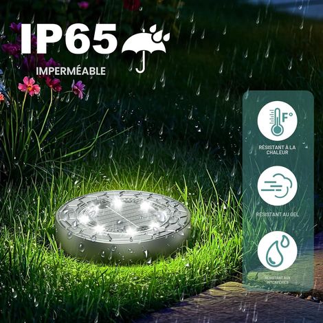 FIFlying 10 Piece Lampe Solaire Exterieur, 8 LED Lumiere Solaire Exterieur, Stainless Steel LED Lampe Solaire Exterieur Jardin, for Lawn, Driveway, Sidewalk, Patio, Blanc Froid (1/4)