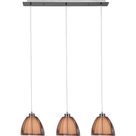 BRILLIANT lampe Relax suspension 3 lampes bronze / chrome 3x A60, E27, 60W, lampes normales gf non spécifiées Réglable en hauteur / câble peut être raccourci Convient aux lampes LED (1/3)