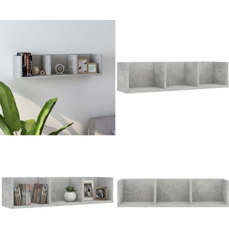 Étagère murale à CD Gris béton 75x18x18 cm Bois d'ingénierie - Etagere Murale - Étagère Cd - Rangement Cd Dvd - Meuble Mural - Bibliothèque Murale - Home & Living (1/5)