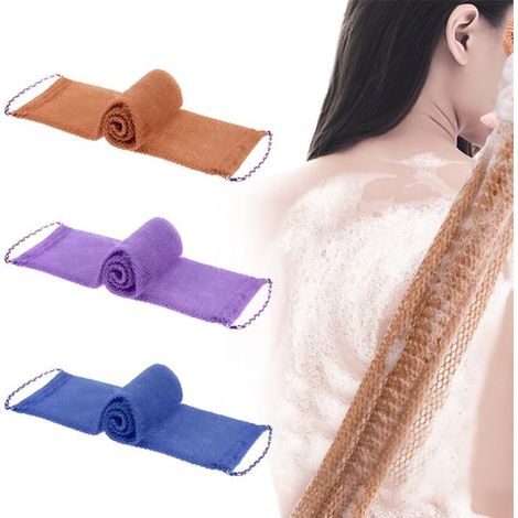 Esponja exfoliante africana de malla de 3 piezas, Elimina la suciedad, 7514 cm, Adecuada para exfoliar la piel del cuerpo, Marrón, azul, morado (1/5)