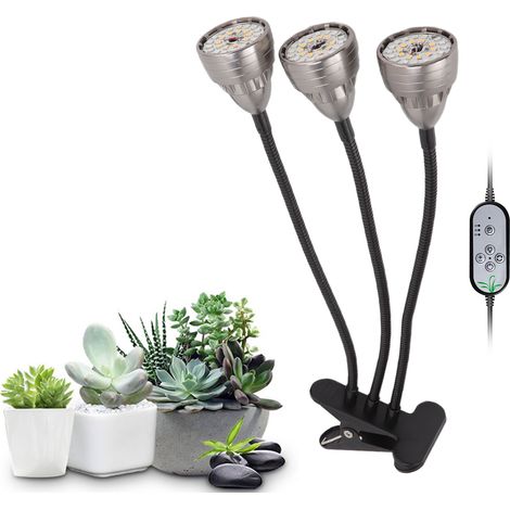 Vollspektrum-LED-Pflanzenlampe für Zimmerpflanzen, mit Klemme, USB-Anschluss, für Sukkulenten, 3 Leuchtenköpfe (1/5)