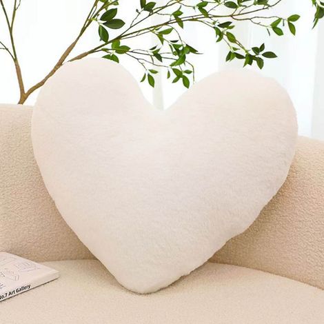 Coussin En Forme De Cœur - Rembourrage En Polyester - Pour Canapé Chambre Voiture - 30 cm - Beige Blanc - 1 Pièce (1/5)