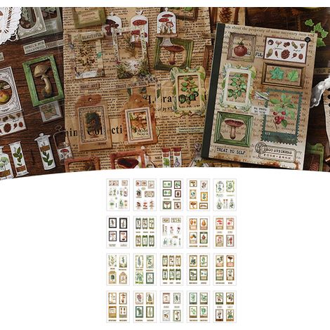 Lot de 20 autocollants vintage imperméables et résistants aux couleurs, parfaits pour le scrapbooking, les gourdes, les ordinateurs portables et autres objets décoratifs (style forêt). (1/5)