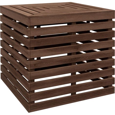 Cdefre de rangement extérieure 2 en 1 pour base de parasol, table d'appoent de terrasse avec trou pour parasol en bois (1/5)