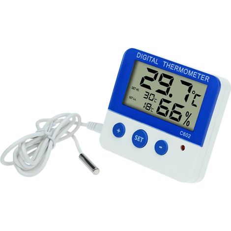 Capteur électronique de température et d'humidité pour réfrigérateur/congélateur intérieur/extérieur, thermomètre, alarme, station météo et horloge