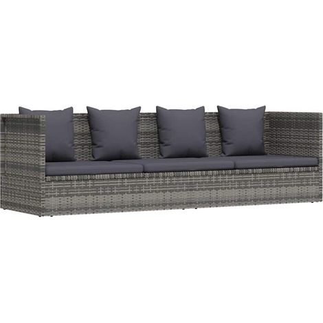 Transat - Lit de jardin - Bain de soleil pour Relax Gris 200x60 cm Résine tressée -FR36531 (1/5)