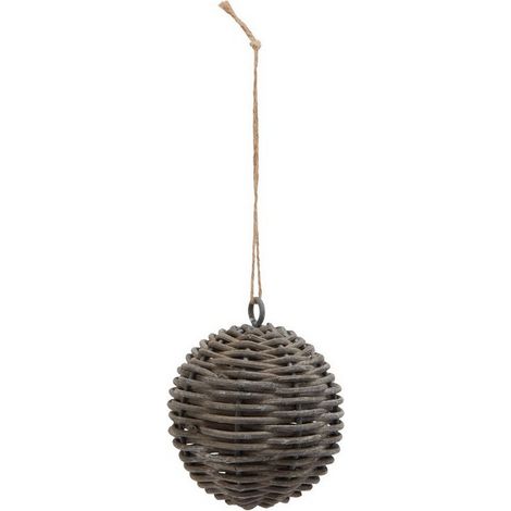 The Noel Collection Bauble - Wicker - L10 x W10 x H10 cm - Brown