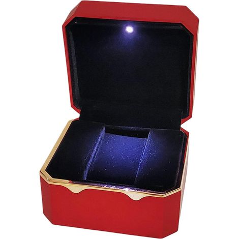 Caja para relojes con LED, caja de almacenamiento roja, expositor de joyería de alta gama.