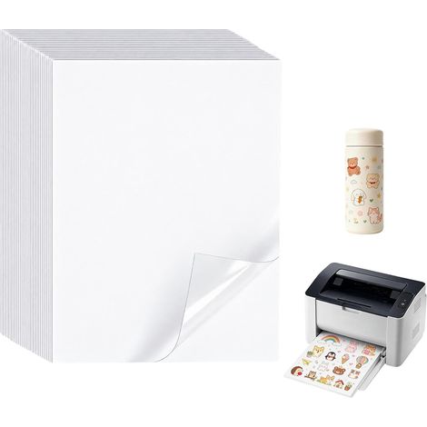 50 feuilles A4 papier vinyle transparent autocollant imprimable, Étanche (1/5)