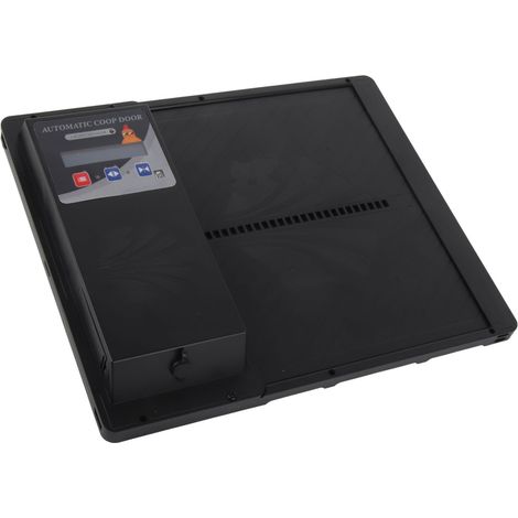 Porte de poulailler automatique USB 3 en 1 avec capteur de lumière, télécommande et minuterie, ouverture horizontale, noire (1/5)