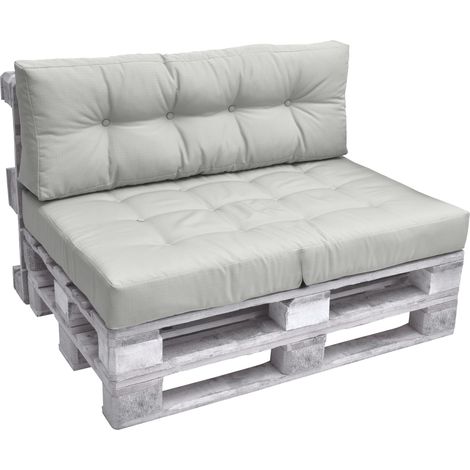 Coussin de palette Outdoor 1x coussin d'assise & 1x coussin de dossier, gris clair