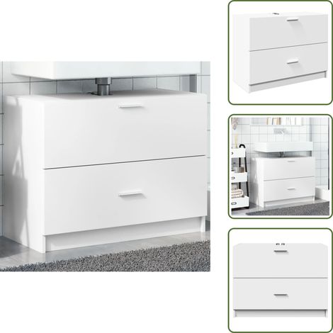 Waschbeckenunterschrank Weiß 78x37x59 cm Holzwerkstoff - Waschtischunterschrank - Badezimmermöbel - Holzwerkstoffschrank - Weißer Badschrank - Spiegelschrank