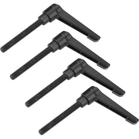Lot 4 poignées levier serrage – filetage mâle acier inoxydable M8 – noir – 50mm – réglables machine