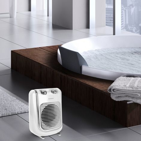 Chauffage soufflant salle de bain 2000W IPX1, 2 puissances, thermostat mécanique et fonction ventilation THOMSON FIFTY blanc (1/4)