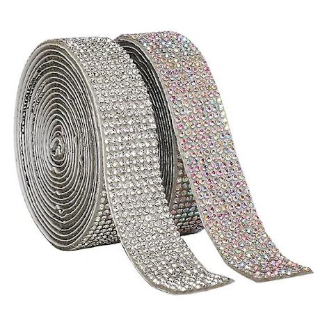 GHYT Lot de 2 rubans adhésifs strass cristal de 2,2 mètres, pour la décoration de voiture. (1/3)
