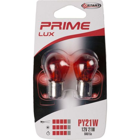 PY21W Coppia di lampadine in vetro arancio per luci auto 12V 21W BAU15s (1/2)