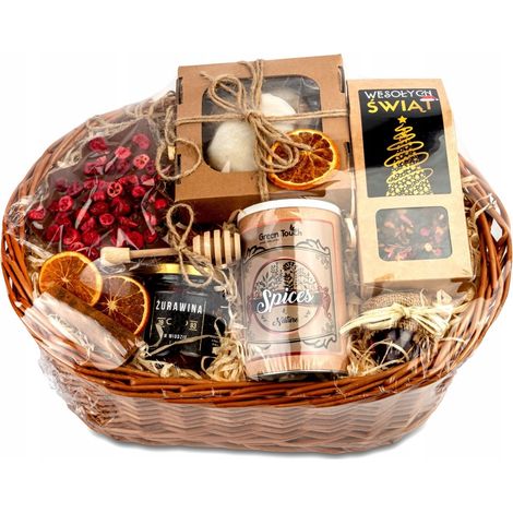 Cesta de regalo de Navidad con miel caliente (1/5)