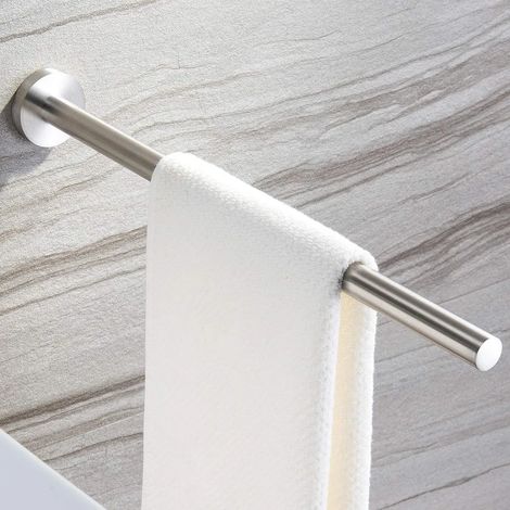 Porte-serviette inox brossé 40 cm, barre à serviettes murale pour salle de bain, support robuste en acier inoxydable, fixation murale facile. (1/5)