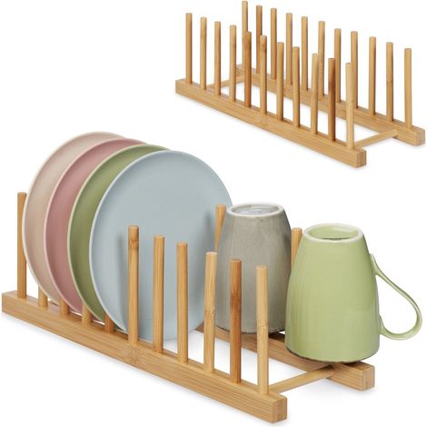 Set mit 2 bambus tellerstandern
