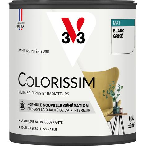 Peinture murale intérieure Colorissim® V33 Blanc grisé Mat 0,5L