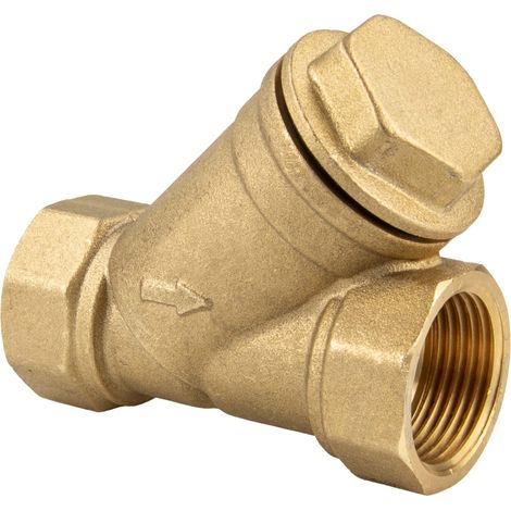 tecuro Schrägsitz-Schmutzfänger Rp 3/4 (DN 20) mit Edelstahlsieb 0,5 mm Maschenweite, Messing