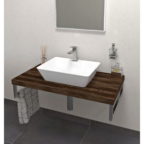AVICE plan sous vasque 70x50cm, épaisseur 5cm, chêne foncé