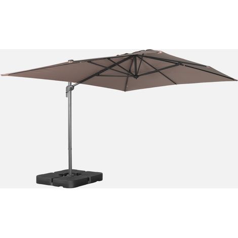Parasol rectangular excéntrico, 3x4m + placas de lastre 50x50cm