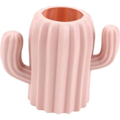 Portapenne da scrivania, organizer da scrivania, design creativo a forma di cactus, 13,5 x 13,2 x 11,5 cm, rosa (1/5)