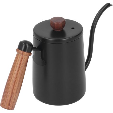 600 ml/20 oz Schwanenhalskessel, Kaffee- und Teekanne, Holzgriff, schwarz (1/5)