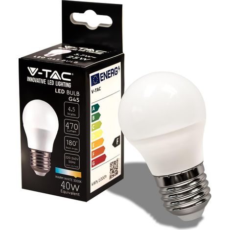 Ampoule LED culot E27 4,5W (équivalent 40W) G45-470 Lumen - 3000K Blanc Chaud - Ouverture du faisceau lumineux 180° - Efficacité Maximale et Économie d'Énergie (1/5)