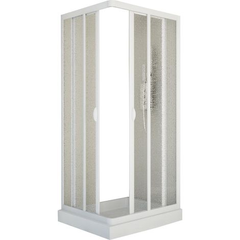 Box Doccia Angolare 2 Ante Scorrevoli in Acrilico 2,2 mm H185 cm Dorini Bianco 70x70 cm (1/5)