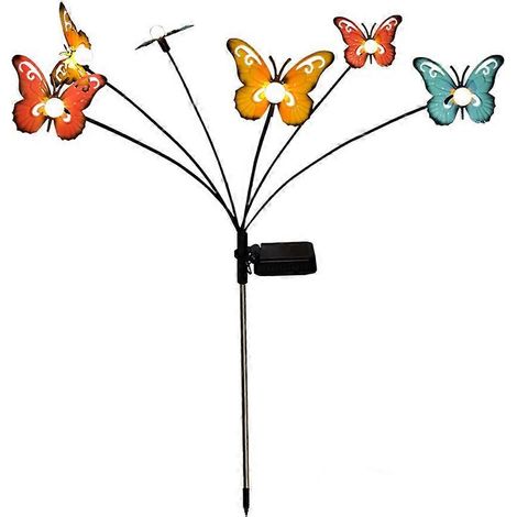 Lampe solaire papillon à brancher au sol, lampe pneumatique luciole pour jardin et pelouse, décoration extérieure (1/5)