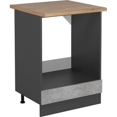 Herdumbauschrank R-Line, Beton, 60 cm , AP Eiche, Vicco