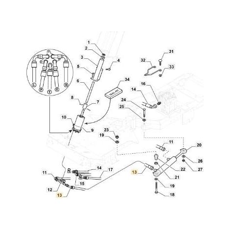 TUBO IDRO DX CILINDRO STERZO PFM ORIGINALE STIGA - 387869502/0