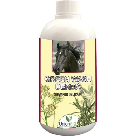 Green Wash Derma Shampoo pour chevaux doux, régénère et revitalise le pelage de 500 ml