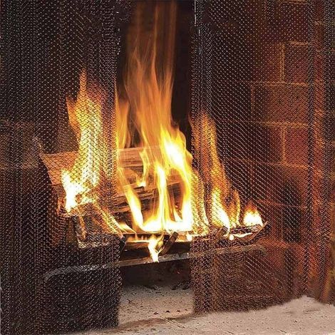 Lot de 2 rideaux de cheminée en maille métallique résistante à la chaleur – 61 x 48,3 cm – protection sécurisée pour foyer (1/5)