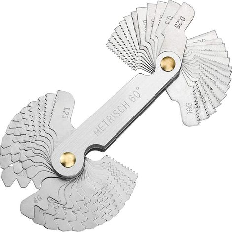 royaluxe - Outil Jauge de Filetage Inox, Jauge à Vis avec 52 Lames Centre Gage Jauge à Pas 55 ° et 60 ° (Métrique + Impérial)