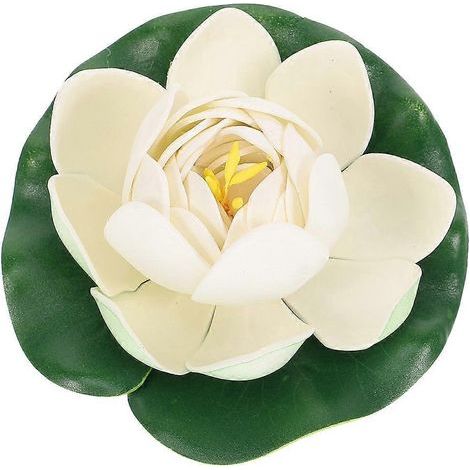 Décoration artificielle de fleur de lotus flottante, fleur de lotus simulée, lotus réaliste-10.00X10.00X5.00CM-Light Yellow (1/3)