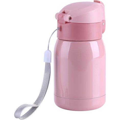 Mini Stainless Steel Mug Double Walled Vacuum Thermal Travel Mug Outdoor Water Bottle Portable Tea Coffee Food 180ml Pink (1/5)