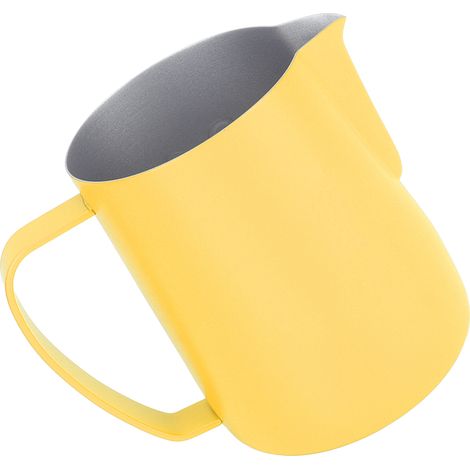 600-ml-Milchaufschäumkännchen, Kaffeekännchen, Milchaufschäumkännchen aus Edelstahl, Kaffeeaufschäumkännchen, Milchkännchen, Becher, Hellgelb (1/5)