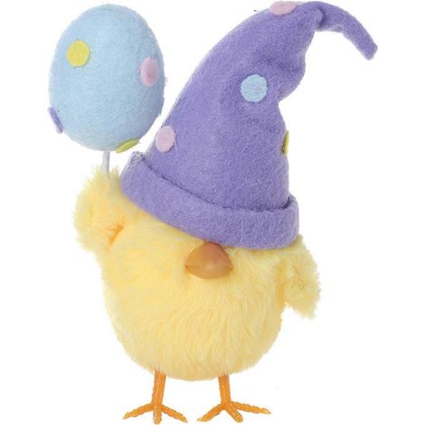 Pâques peluche poussin poupée décoration avec multicolore magicien chapeau paillettes œuf Surface Yellow peluche décoration bureau bibliothèque fêtes saisonnier décoration,Violet (1/5)