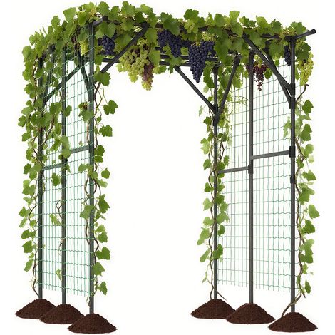 Costway – Arche de jardin 200 x 150 x 197 cm – Métal enduit de PE résistant à la rouille – Support pour plantes grimpantes – Installation stable et facile