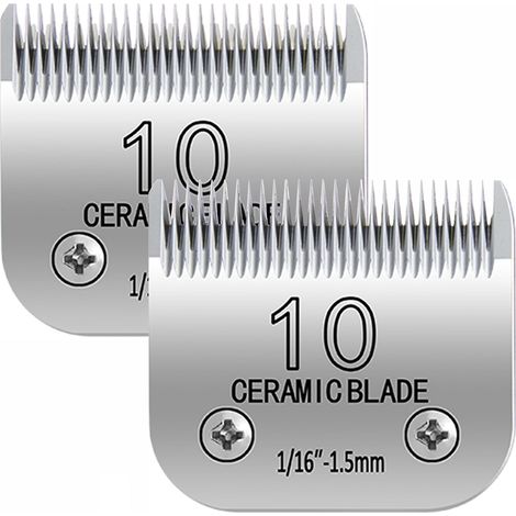 Lot de 2 lames de rechange pour tondeuse de toilettage d'animaux domestiques, lames amovibles compatibles avec les tondeuses, 10 lames de 1,5 mm, lames en céramique et acier (1/5)