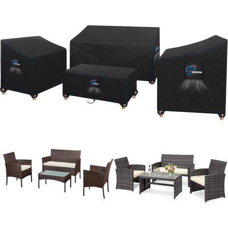 Gartenmöbel Abdeckung 4-teilig, 420D Oxford, wasserdicht, UV-Schutz, winterfest (1/5)