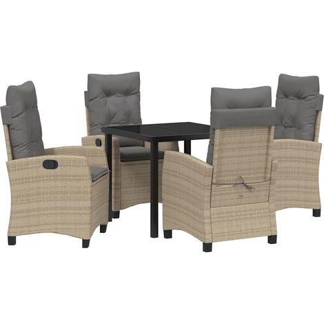 Garden Dining Set with Cushion 5 pcs Beige Poly Rattan vidaXL (1/5)