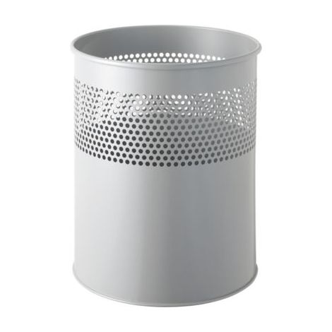 helit Papierkorb H2515787 26x31,5cm 15l rund Metall aluminiumgrau (1/4)