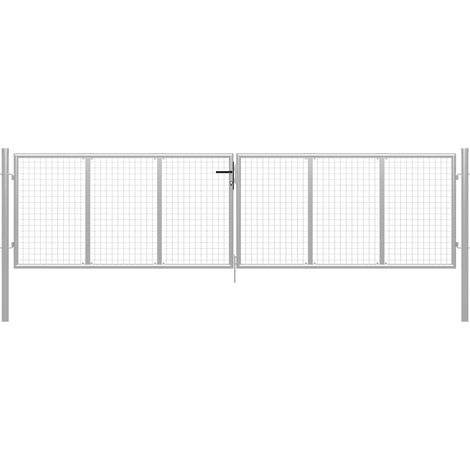 vidaXL Portail de jardin en acier galvanisé 400 x 100 cm argenté (1/5)